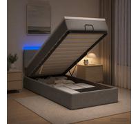 vidaXL Letto Ottomano con Materasso e LED Grigio Chiaro 90x190 Tessuto | Molto spazio sotto il letto per le tue cose, maniglia e sollevamento a gas per un comodo accesso, testiera con altezze di 78