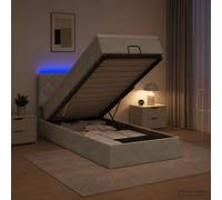 vidaXL Letto Ottomano con Materasso e LED Grigio Chiaro 90 x 190 cm