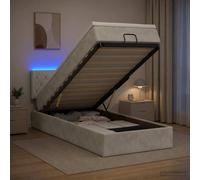vidaXL Letto Ottomano con Materasso e LED Grigio Chiaro 90 x 190 cm