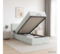 Letto Ottomano con Materasso e LED Grigio Chiaro 90 x 200 cm