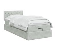 vidaXL Letto Ottomano con Materasso e LED Grigio Chiaro 90x190 Velluto | Il design elegante e moderno incontra la funzionalità pratica, pratico spazio sotto il letto per le tue cose, semplice