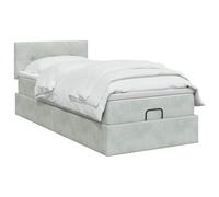 vidaXL Letto Ottomano con Materasso e LED Grigio Chiaro 90x200 Velluto | Il design elegante e moderno incontra la funzionalità pratica, pratico spazio sotto il letto per le tue cose, semplice