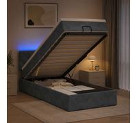 vidaXL Letto Ottomano con Materasso e LED Grigio Scuro 100 x 200 cm