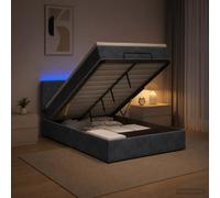 vidaXL Letto Ottomano con Materasso e LED Grigio Scuro 120 x 190 cm