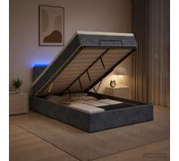 vidaXL Letto Ottomano con Materasso e LED Grigio Scuro 120 x 190 cm