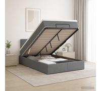 vidaXL Letto Ottomano con Materasso e LED Grigio Scuro 120 x 190 cm