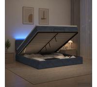 vidaXL Letto Ottomano con Materasso e LED Grigio Scuro 140 x 200 cm