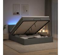 vidaXL Letto Ottomano con Materasso e LED Grigio Scuro 140 x 200 cm