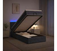 vidaXL Letto Ottomano con Materasso e LED Grigio Scuro 80 x 200 cm