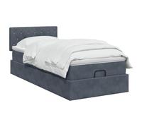 vidaXL Letto Ottomano con Materasso e LED Grigio Scuro 90x190 Velluto | Il design elegante e moderno incontra la funzionalità pratica, pratico spazio sotto il letto per le tue cose, semplice