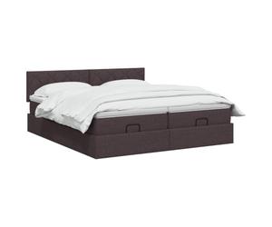 vidaXL Letto ottomano con materasso e LED marrone scuro, 200 x 200 cm | Regola l'altezza come preferisci, sfrutta lo spazio sotto il letto per tutto il possibile, materasso di media durezza per un