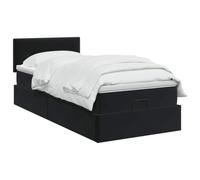 vidaXL Letto Ottomano con Materasso e LED Nero 100x200 Velluto | Il design elegante e moderno incontra la funzionalità pratica, pratico spazio sotto il letto per le tue cose, semplice