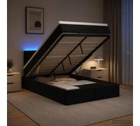vidaXL Letto Ottomano con Materasso e LED Nero 120 x 190 cm Velluto