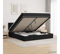 vidaXL Letto Ottomano con Materasso e LED Nero 140 x 190 cm Velluto