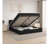 vidaXL Letto Ottomano con Materasso e LED Nero 180x200 Tessuto | Molto spazio sotto il letto per le tue cose, maniglia e sollevamento a gas per un comodo accesso, testiera con altezze di 78