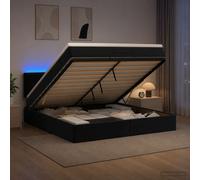 vidaXL Letto Ottomano con Materasso e LED Nero 180 x 200 cm Velluto