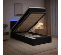 vidaXL Letto Ottomano con Materasso e LED Nero 80 x 200 cm Tessuto