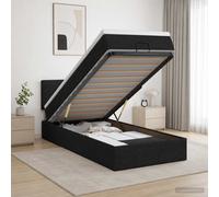 Letto Ottomano con Materasso e LED Nero 80 x 200 cm Tessuto