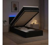 vidaXL Letto Ottomano con Materasso e LED Nero 90 x 190 cm Velluto