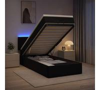 vidaXL Letto Ottomano con Materasso e LED Nero 90 x 200 cm Velluto