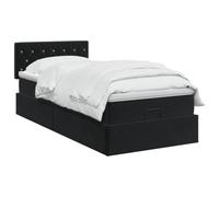 vidaXL Letto Ottomano con Materasso e LED Nero 90x190 Velluto | Il design elegante e moderno incontra la funzionalità pratica, pratico spazio sotto il letto per le tue cose, semplice
