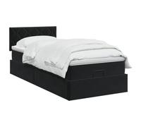 vidaXL Letto Ottomano con Materasso e LED Nero 90x200 Velluto | Il design elegante e moderno incontra la funzionalità pratica, pratico spazio sotto il letto per le tue cose, semplice