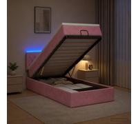 vidaXL Letto Ottomano con Materasso e LED Rosa 100 x 200 cm Velluto