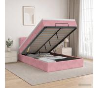 vidaXL Letto Ottomano con Materasso e LED Rosa 120 x 200 cm Velluto
