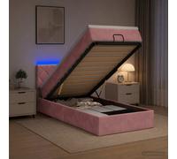 vidaXL Letto Ottomano con Materasso e LED Rosa 90 x 190 cm Velluto