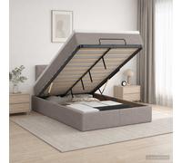 vidaXL Letto Ottomano con Materasso LED Tortora 120x190 Tessuto