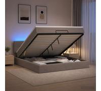 vidaXL Letto Ottomano con Materasso e LED Tortora 140 x 190 cm Tessuto