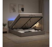 vidaXL Letto Ottomano con Materasso e LED Tortora 200 x 200 cm Tessuto