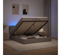 vidaXL Letto Ottomano con Materasso e LED Tortora 200 x 200 cm Tessuto