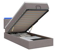 vidaXL Letto Ottomano con Materasso e LED Tortora 90 x 200 cm Tessuto