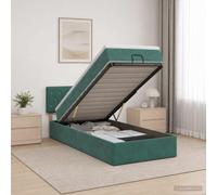 vidaXL Letto Ottomano con Materasso e LED Verde Scuro 80 x 200 cm
