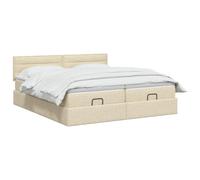 vidaXL Letto ottomano con materasso e testiera, 2 pezzi, tessuto color crema,