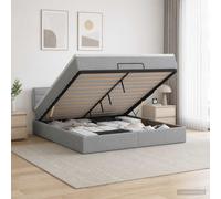 vidaXL Letto ottomano con materasso Grigio Chiaro 140 x 190 cm Tessuto