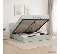 vidaXL Letto ottomano con materasso Grigio Chiaro 140 x 190 cm Velluto