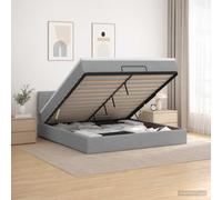vidaXL Letto ottomano con materasso Grigio Chiaro 140 x 200 cm Tessuto