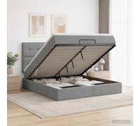 vidaXL Letto ottomano con materasso Grigio Chiaro 140 x 200 cm Tessuto, Letto Ottomano Moderno, con Spazio Salvaspazio, Stile e Funzionalità in un Unico Mobile
