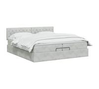 vidaXL Letto ottomano con materasso Grigio Chiaro 200 x 200 cm Velluto, Letto ottomano moderno, arredo di lusso contemporaneo, materasso in schiuma salvaspazio per comfort totale