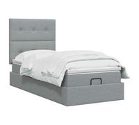 Letto ottomano con materasso Grigio Chiaro 90 x 200 cm Tessuto