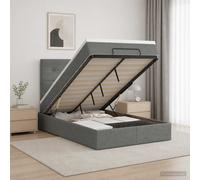 vidaXL Letto ottomano con materasso Grigio Scuro 120 x 200 cm Tessuto