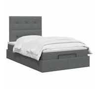 vidaXL Letto ottomano con materasso Grigio Scuro 120 x 200 cm Tessuto