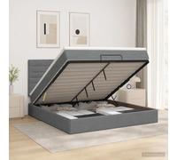 vidaXL Letto ottomano con materasso Grigio Scuro 140 x 190 cm Tessuto, Letto Ottomano Moderno, con Spazio Salvaspazio, Stile e Funzionalità in un Unico Mobile