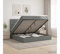 vidaXL Letto ottomano con materasso Grigio Scuro 160 x 200 cm Tessuto, Letto Ottomano Moderno, con Spazio Salvaspazio, Stile e Funzionalità in un Unico Mobile