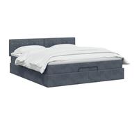 vidaXL Letto ottomano con materasso Grigio Scuro 160 x 200 cm Velluto, Letto ottomano moderno, arredo di lusso contemporaneo, materasso in schiuma salvaspazio per comfort totale