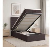 vidaXL Letto ottomano con materasso Marrone Scuro 100 x 200 cm Tessuto