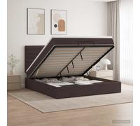 vidaXL Letto ottomano con materasso Marrone Scuro 140 x 200 cm Tessuto | Pratico contenitore ottomano, altezza regolabile per il tuo comfort, supporto ottimale e isolamento del movimento