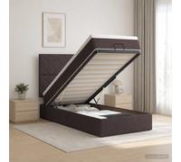 vidaXL Letto ottomano con materasso Marrone Scuro 90 x 190 cm Tessuto